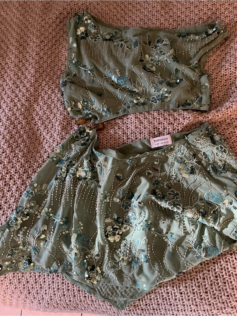 Embellished Sage Green Cutout Slip Dress - Women Intimates & Sleepwear